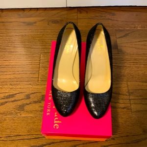 Kate Spade Designer Black Sparkly Suede Heels Sz 7B